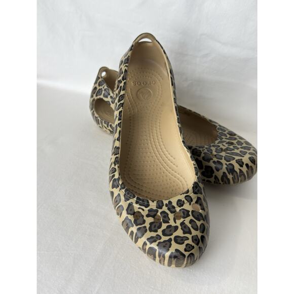 Crocs Kadee Animal Print Cheetah Leopard Women’s 8 Ballet Shoes Slip On - Picture 1 of 11
